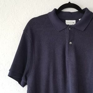Lacoste Premium Navy Reverse Terry Polo Large EUC